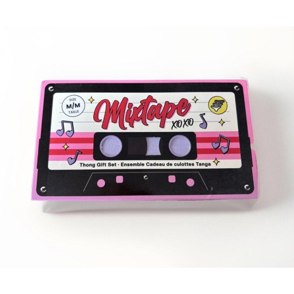 Musical Underwear W/ Mixtape Box Cute Girls Underwear 3PC Set Retro Print Size M